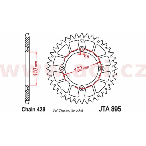 duralová rozeta pro sekundární řetězy typu 428, JT (47 zubů) M280-2037-47 JT