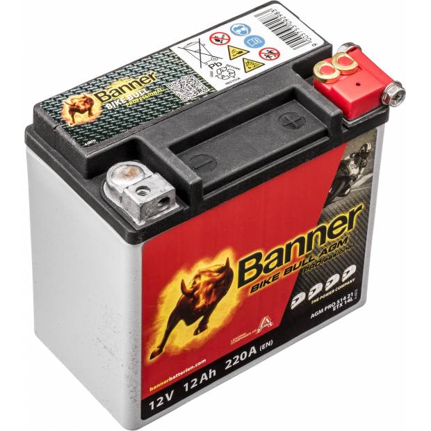 baterie 12V, YTX14L-BS, 12Ah, 220A, BANNER Bike Bull AGM PRO 150x88x145 BA 51421 AGM PRO BANNER