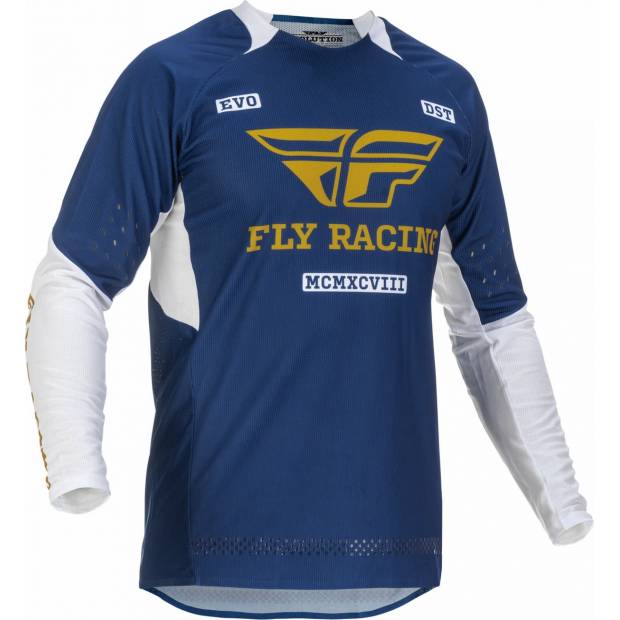 dres EVOLUTION DST. FLY RACING - USA 2022 (modrá/bílá/zlatá) M170-0109 FLY RACING