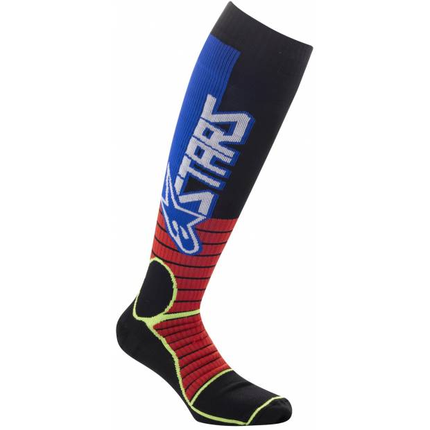 ponožky MX PRO SOCKS 2022, ALPINESTARS (červená/žlutá fluo/modrá) M168-174 ALPINESTARS