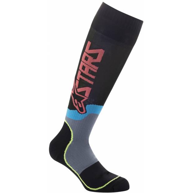 ponožky MX PLUS-2 SOCKS 2022, ALPINESTARS (černá/žlutá fluo/korálová) M168-175 ALPINESTARS