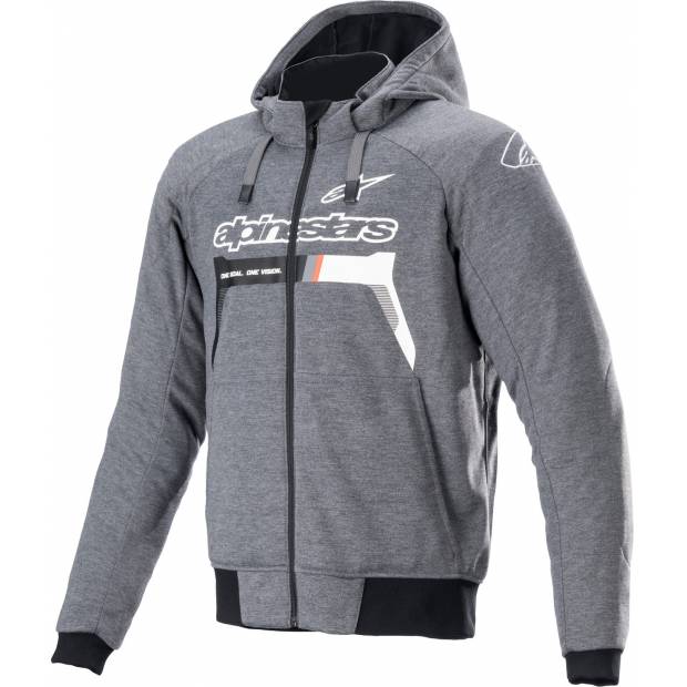 bunda CHROME IGNITION HOODIE, ALPINESTARS (šedá/bílá/černá/červená) 2025 M100-824 ALPINESTARS