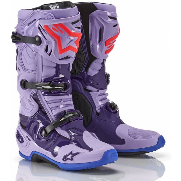 boty TECH 10 limitovaná edice LASER, ALPINESTARS (fialová/červená/modrá) 2023 M130-516 ALPINESTARS