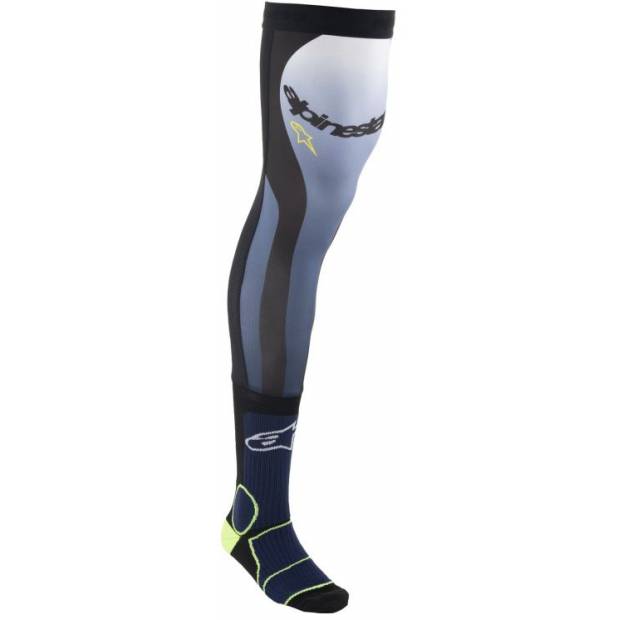 ponožky pod ortézy KNEE BRACE, ALPINESTARS (modrá/žlutá fluo/bílá/černá) 2025 M168-242 ALPINESTARS