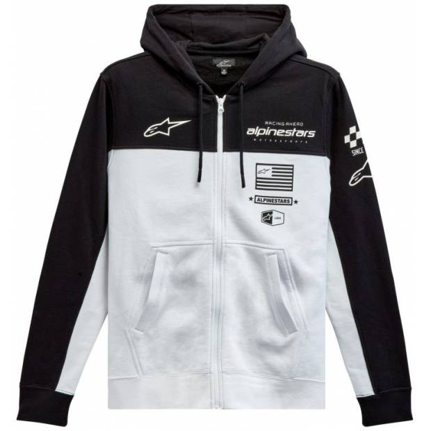 mikina H BLOCK HOODIE, ALPINESTARS (černá/bílá) M180-431 ALPINESTARS