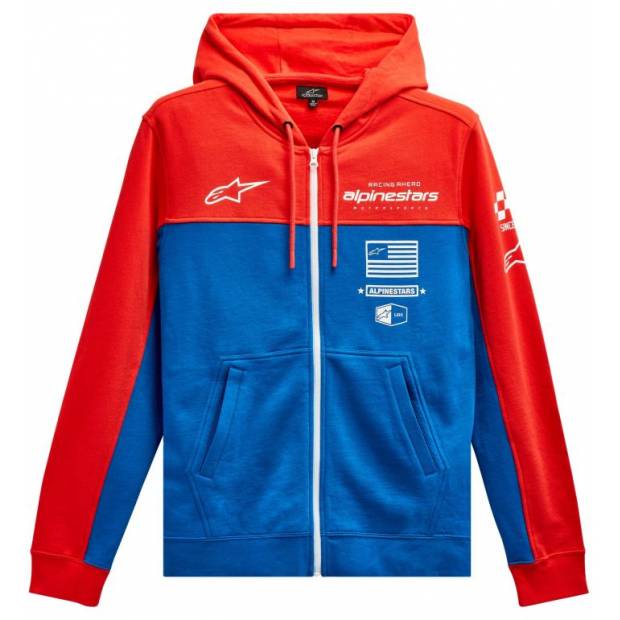 mikina H BLOCK HOODIE, ALPINESTARS (červená fluo/světle modrá) M180-432 ALPINESTARS