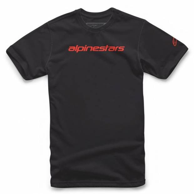 triko LINEAR WORDMARK TEE, ALPINESTARS (černá/červená fluo, vel. S) M182-941-S ALPINESTARS