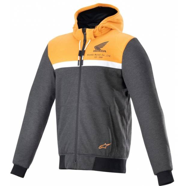 bunda CHROME STREET HOODIE HONDA kolekce, ALPINESTARS (černá/šedá/oranžová) 2024 M100-916 ALPINESTARS