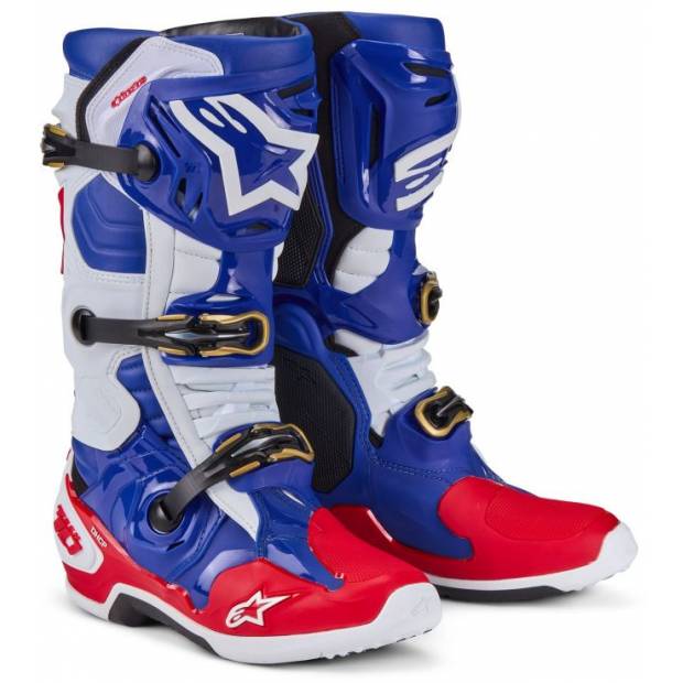 boty TECH 10 limitovaná edice UNION REDBUD MX, ALPINESTARS (červená/modrá/bílá/černá, vel. 45,5) M130-542-455 ALPINESTARS