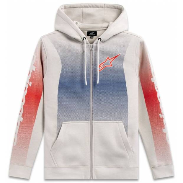 mikina ARISING HOODIE, ALPINESTARS (bílá offwhite/modrá/červená, vel. L) M180-553-L ALPINESTARS