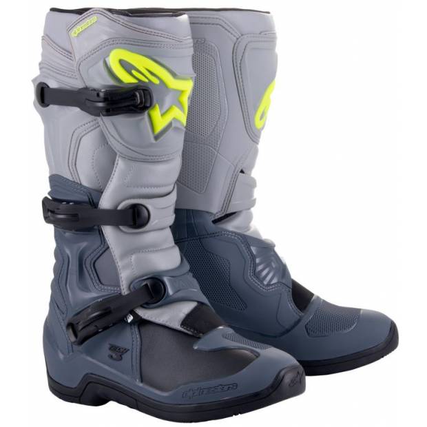 boty TECH 3, ALPINESTARS (světle šedá/šedá/černá/žlutá fluo, vel. 40,5) M130-537-405 ALPINESTARS