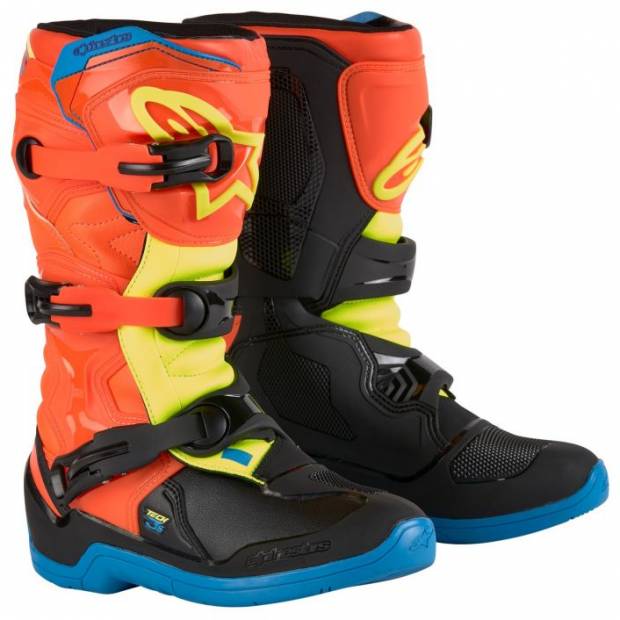 boty TECH 3S YOUTH, ALPINESTARS, dětské (oranžová fluo/modrá/žlutá fluo/černá, vel. 37) M132-30-37 ALPINESTARS