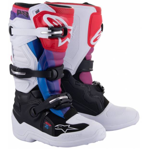 boty TECH 7 S, ALPINESTARS, dětské (bílá/černá/červená/modrá/fialová) 2025 M132-35 ALPINESTARS