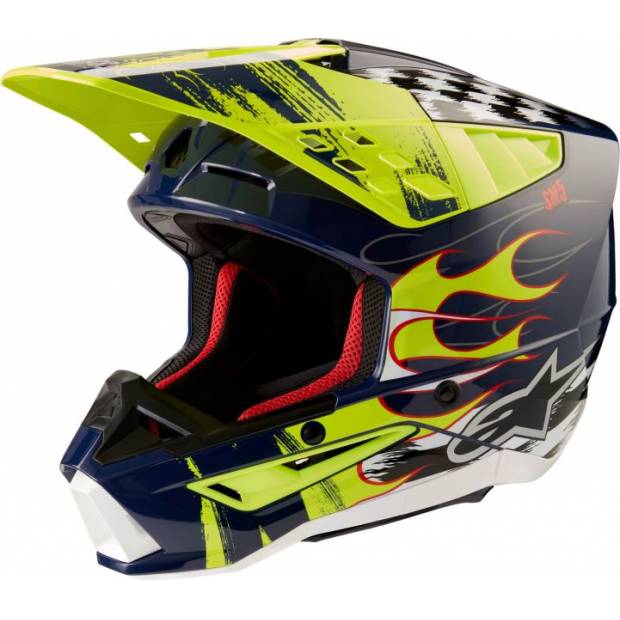 přilba S-M5 RASH, ALPINESTARS (tmavě modrá/žlutá fluo, vel. S) M140-2228-S ALPINESTARS