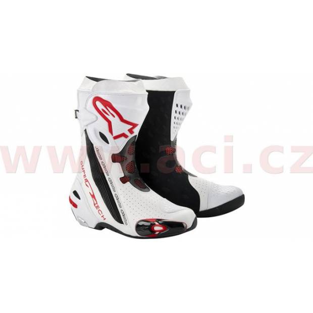 boty SUPERTECH R, ALPINESTARS (bílé/červené, perforovaná kůže) M130-27 ALPINESTARS