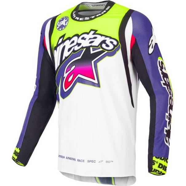 dres SUPERTECH SX limitovaná edice DIRT STUDIOS, ALPINESTARS (bílá/fialová/růžová/žlutá fluo, vel. M) M170-0285-M ALPINESTARS