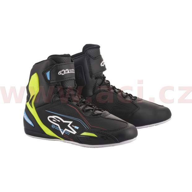 boty FASTER-3 2020, ALPINESTARS (černá/žlutá fluo/světlá modrá) M130-351 ALPINESTARS