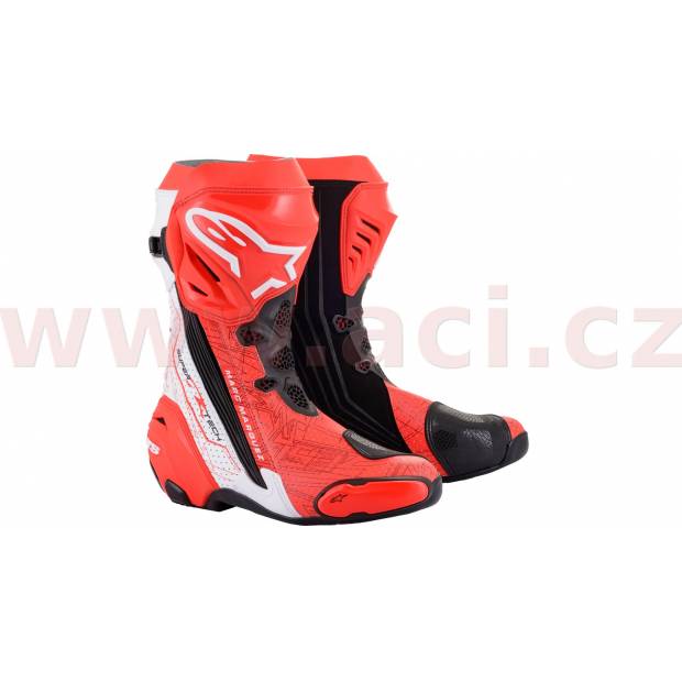 boty SUPERTECH R 2020 limitovaná edice MM93, ALPINESTARS (červená fluo/bílá/černá, perforovaná kůže) M130-372 ALPINESTARS