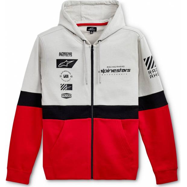 mikina POSITION ZIP HOODIE 2022, ALPINESTARS (stříbrná/černá/červená) M180-373 ALPINESTARS