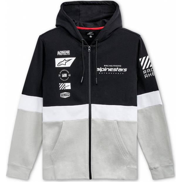 mikina POSITION ZIP HOODIE 2022, ALPINESTARS (černá/bílá/stříbrná) M180-374 ALPINESTARS