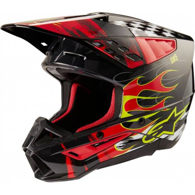 přilba S-M5 RASH, ALPINESTARS (tmavě šedá/červená fluo) 2025 M140-2229 ALPINESTARS