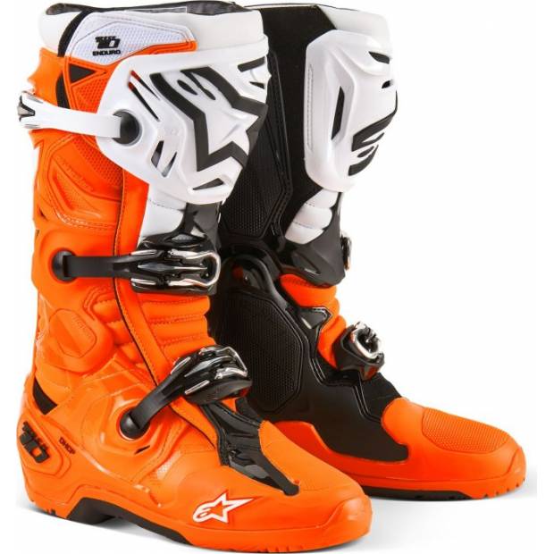 boty TECH 10 ENDURO, ALPINESTARS (oranžová fluo/černá/bílá) 2025 M130-590 ALPINESTARS