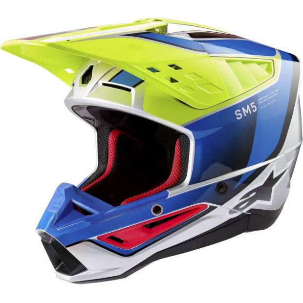 přilba S-M5 SAIL, ALPINESTARS (žlutá fluo/modrá/stříbrná) 2025 M140-2227 ALPINESTARS