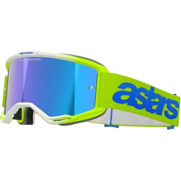 brýle VISION 5 BLAZE, ALPINESTARS (žlutá fluo/modrá, zrcadlové modré plexi) 2025 M150-1002 ALPINESTARS