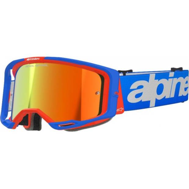 brýle VISION 8 WORDMARK, ALPINESTARS (modrá/oranžová, zrcadlové červené plexi) 2025 M150-987 ALPINESTARS