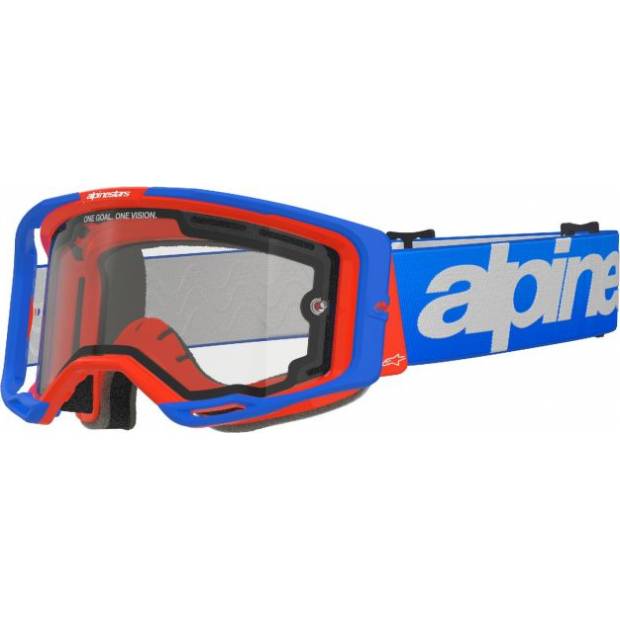 brýle VISION 8 WORDMARK, ALPINESTARS (modrá/oranžová, dvojité antifog čiré plexi) 2025 M150-989 ALPINESTARS