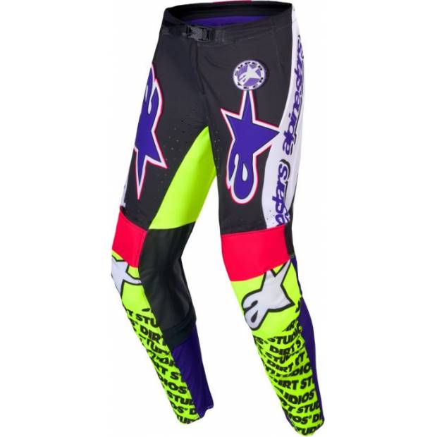 kalhoty SUPERTECH limitovaná edice DIRT STUDIOS, ALPINESTARS (bílá/fialová/růžová/žlutá fluo) 2025 M171-0252 ALPINESTARS